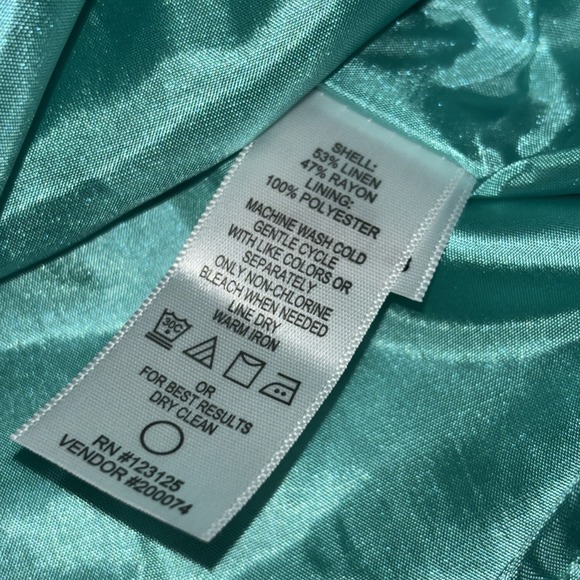 Chadwicks Dress Women's Sz12 Aqua‎ Linen Blend Sheath Sleeveless Lined Career - Picture 5 of 8